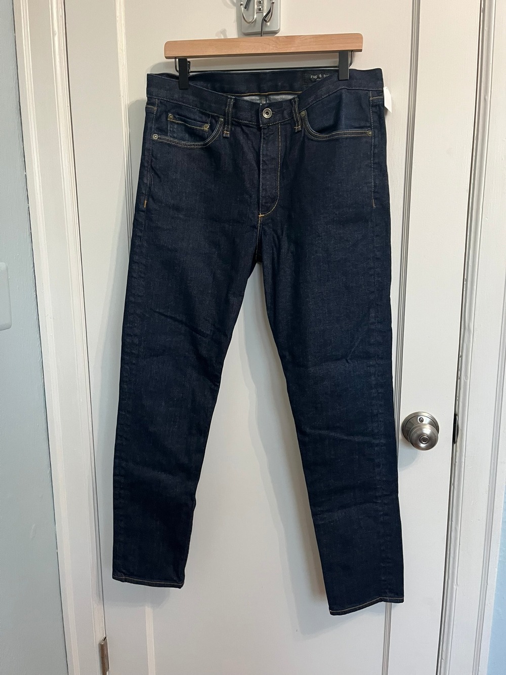 rag & bone Fit 2 Slim Jeans Men's 34 Raw Dark Indigo Authentic Stretch USA